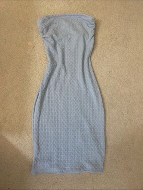 Strapless Midi Dress in Light Blue